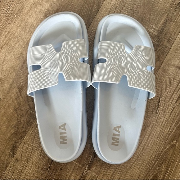 MIA Shoes - MIA Soft Blue Slide Sandals